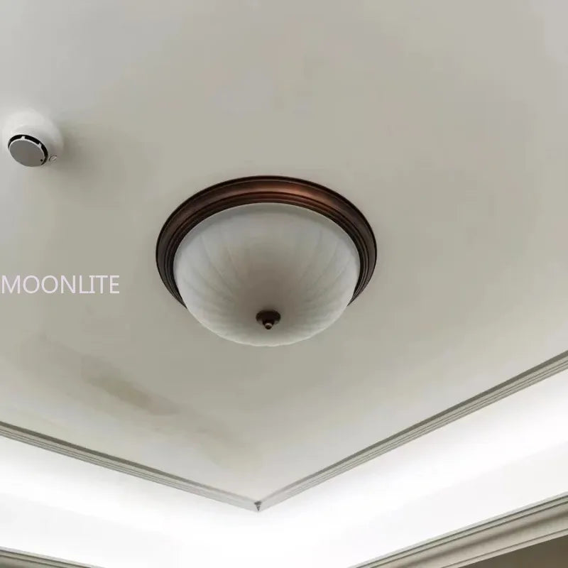 Plafonnier rond or/noir/Bronze plafonnier verre dépoli pour couloir salon cuisine LED lumineuse éclairage 110/220V - vue 5 sur 18