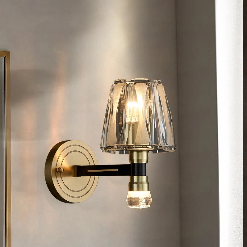Applique murale de luxe américaine en cuivre et cristal - vue 4 sur 7