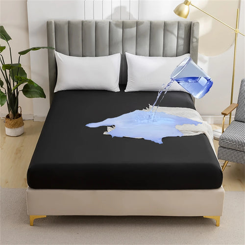 Kuup Safe Waterproof Mattress Protector, Soft Comfortable Breathable Solid Color Bedding Mattress Cover Fitted, No Pillowcases - vue 9 sur 13