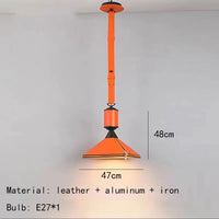 suspension LED en cuir artificiel pour décoration d'intérieur