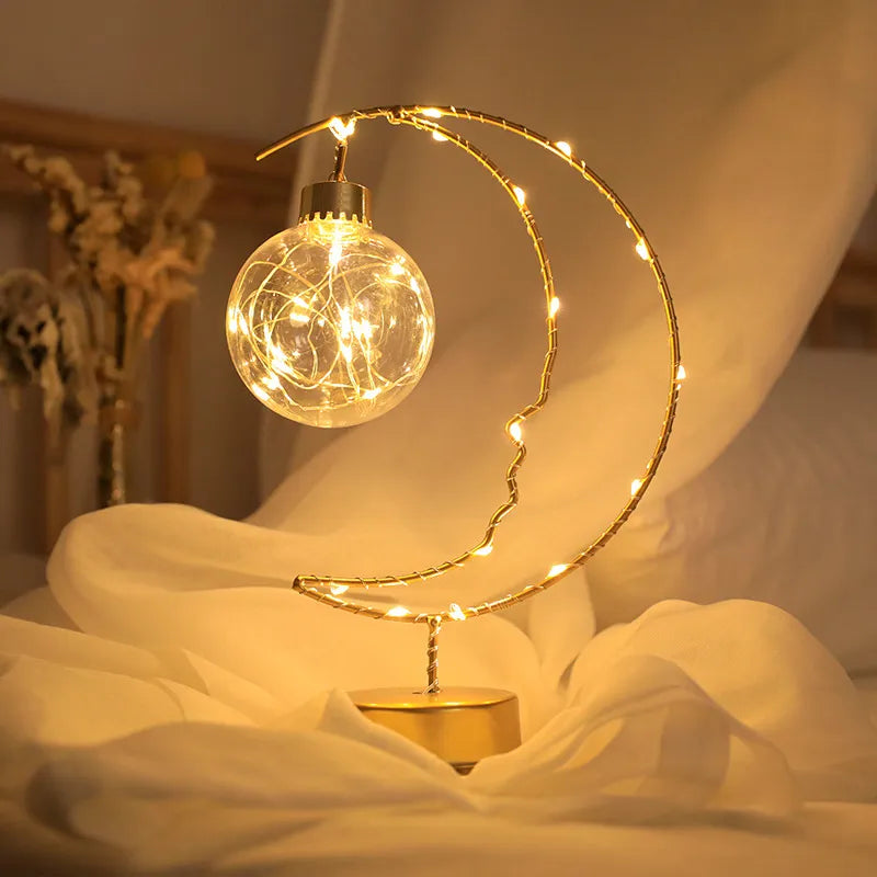 Lampe LED fer lune étoiles enfants - vue 5 sur 9