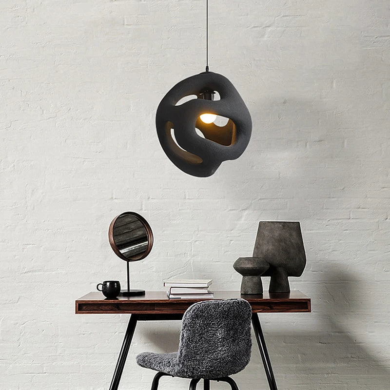 suspension wabi-sabi design haut de gamme en résine led - vue 5 sur 8