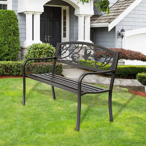 banc de jardin marron avec dossier animal design élégant et confortable