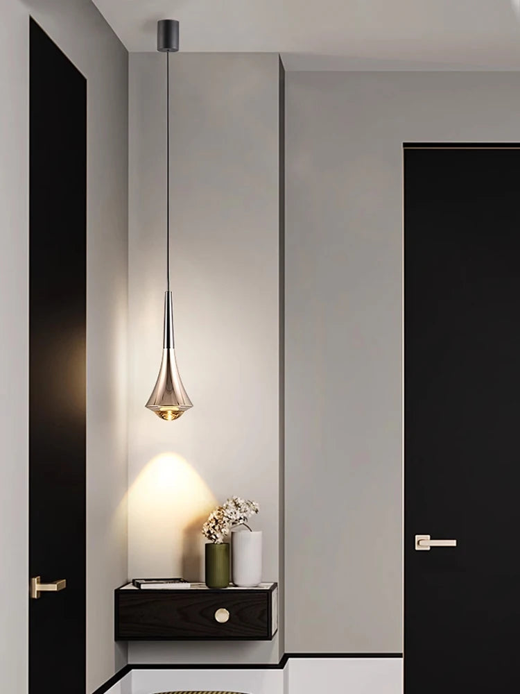Bedroom bedside chandelier modern simple can lift creative light luxury main bed headlamp small chandelier restaurant chandelier - vue 5 sur 11