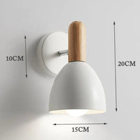applique murale LED en bois avec abat-jour à Macaron
