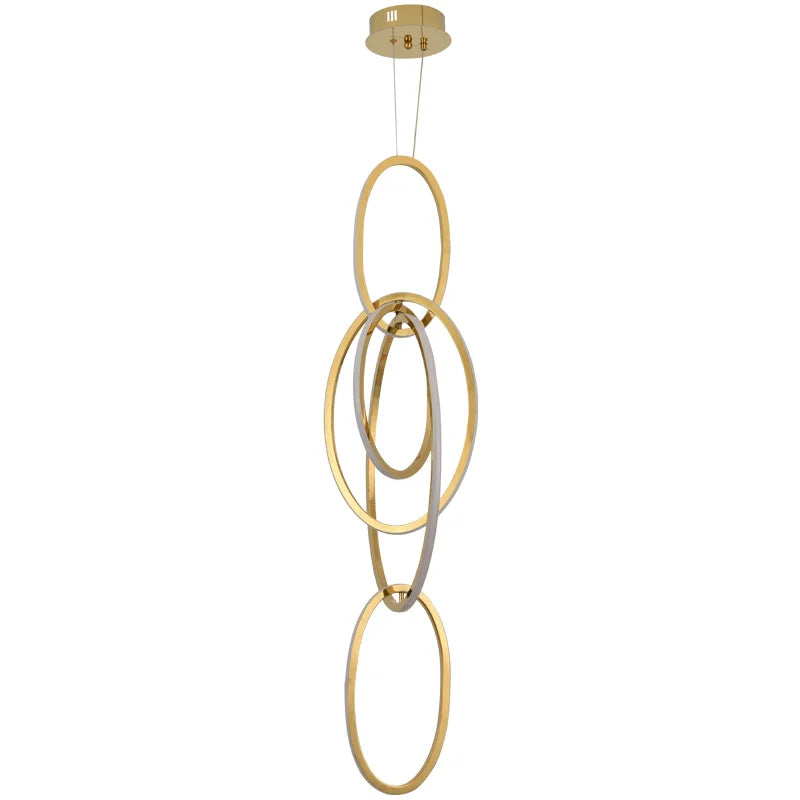 Modern Creative Stainless Steel Led Dining Room Chandelier Golden Staircase Living Room Light, Hanging Chandelier In Bedroom - vue 7 sur 11