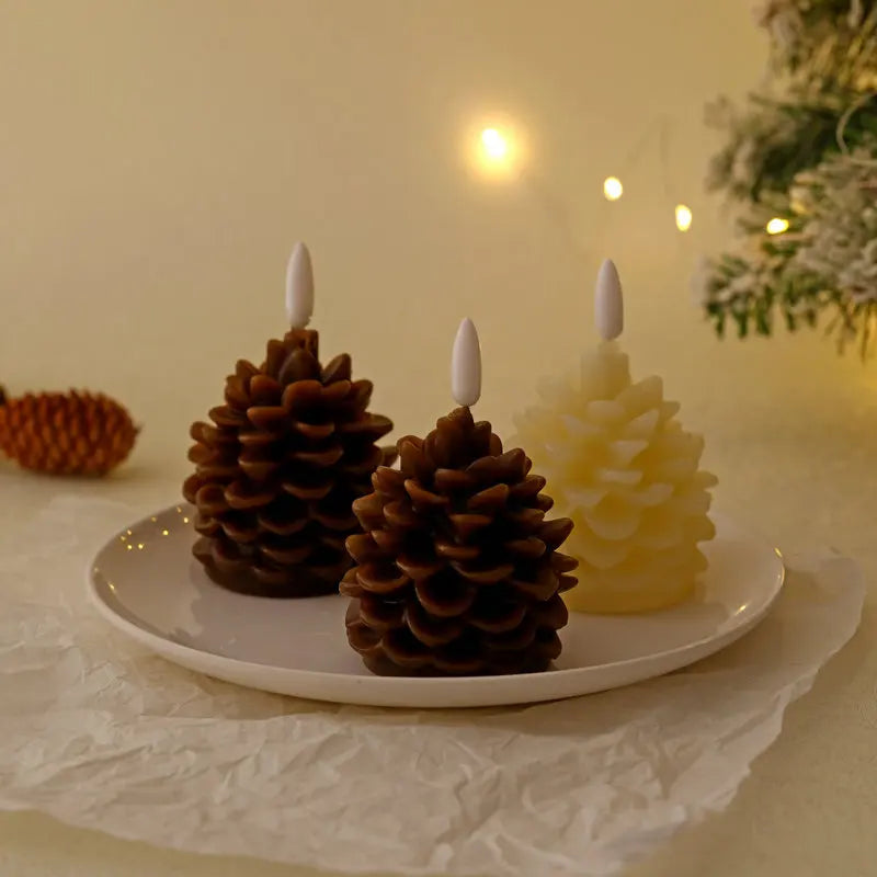 bougie led pomme de pin sans flamme pour décoration intérieure festive - vue 3 sur 7