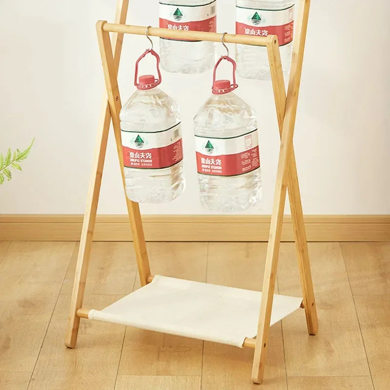porte-manteau pliable avec étagère de rangement multifonctionnel - vue 6 sur 10