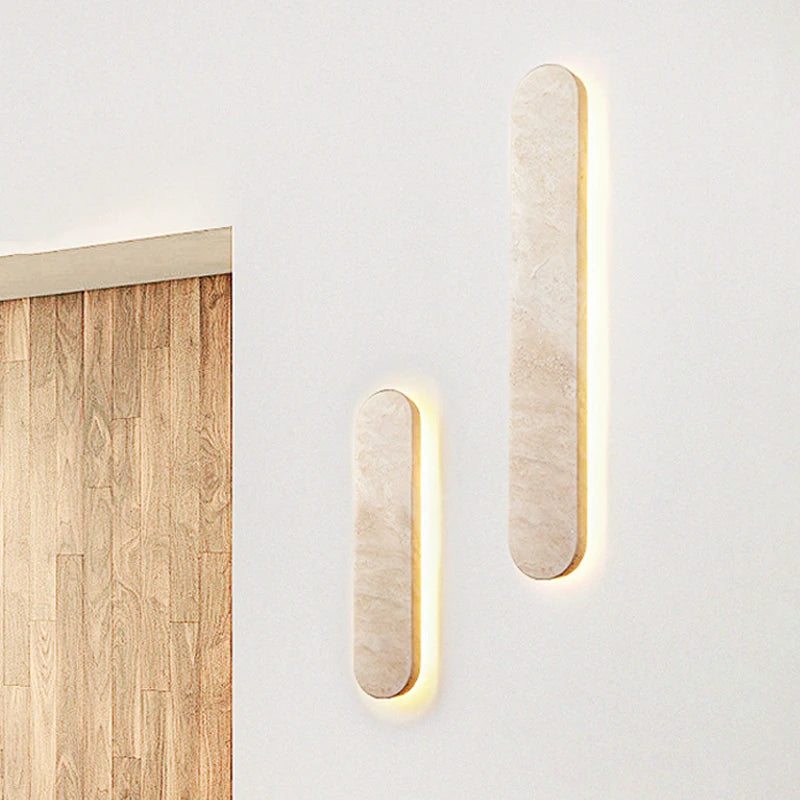 Scandinavie Wabi Sabi Hôtel Couloir Cour Entrée Moderne Pierre Naturelle Extérieure Beige 40CM LED Applique Étanche Appliques Murales - vue 4 sur 7