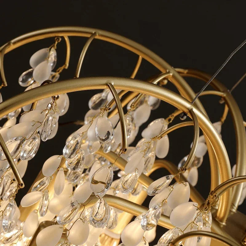lustre en cristal doré pour un éclairage luxueux intérieur - vue 6 sur 11
