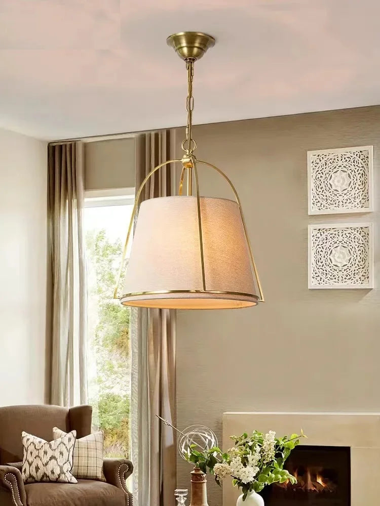 lustre vintage en tissu pour bar restaurant led - vue 4 sur 7