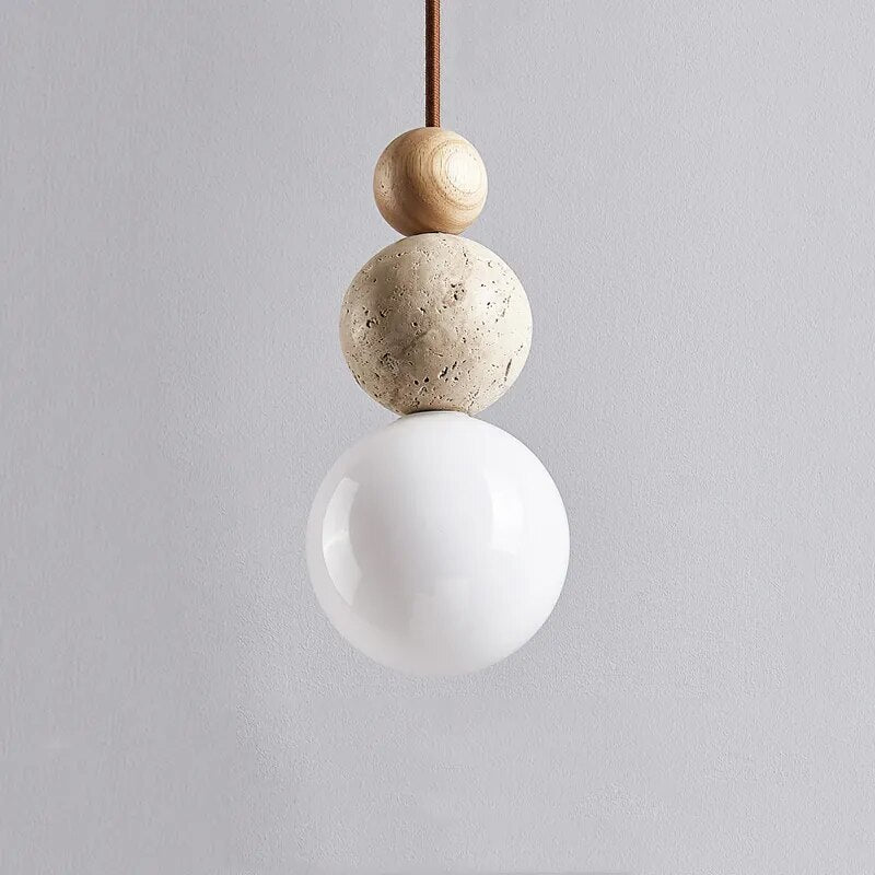 Suspension LED en forme de gourde ronde en tuf jaune Wabi Sabi - vue 4 sur 8