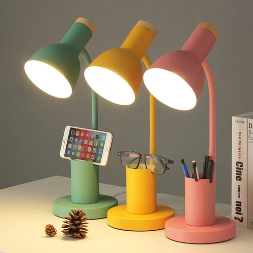 lampe de bureau créative nordique avec porte-stylo led décoratif - vue 2 sur 11