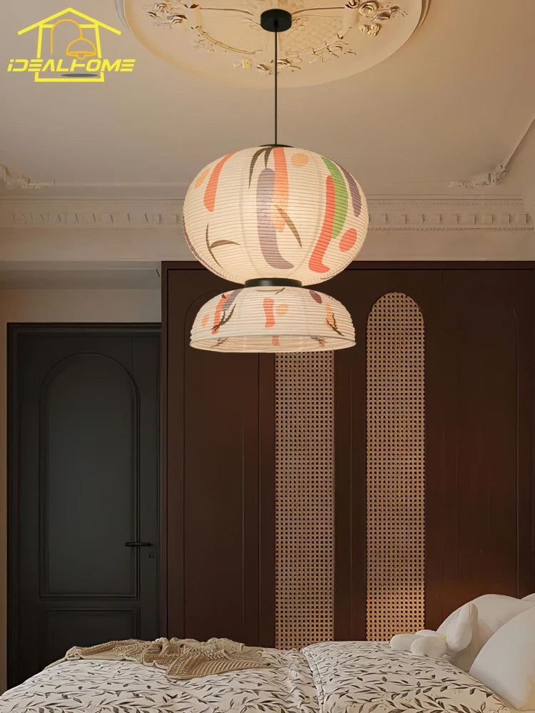 suspension japonaise wabi-sabi en papier de riz pour intérieur élégant - vue 4 sur 6
