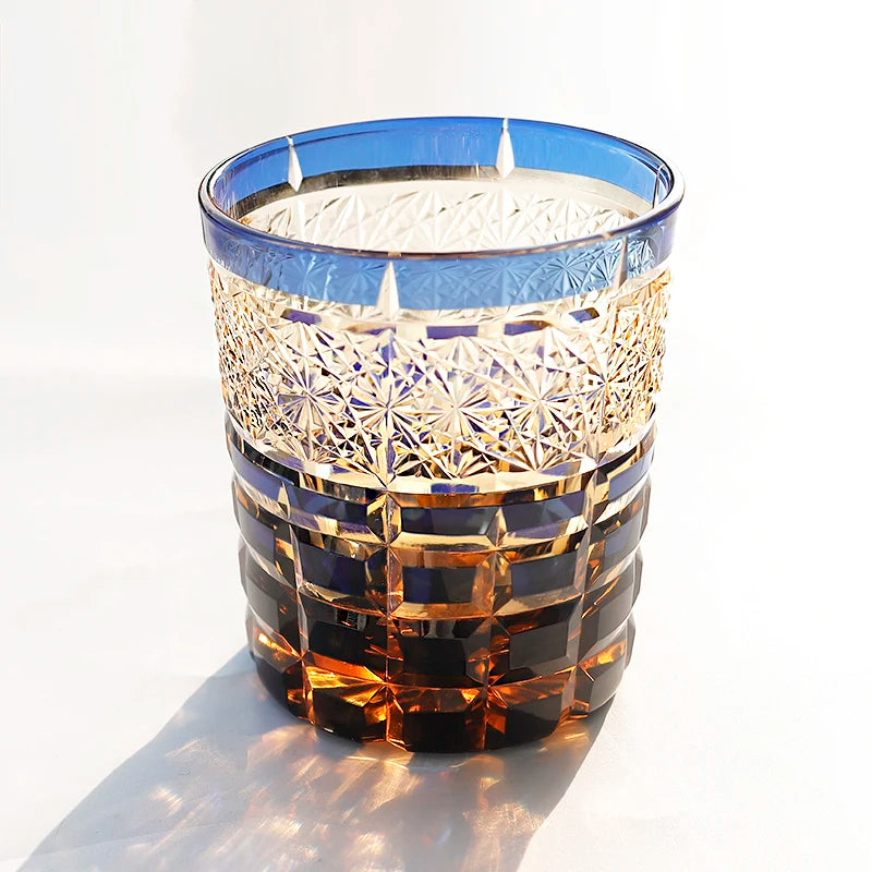 Verre whisky style edo kiriko motifs taillés main