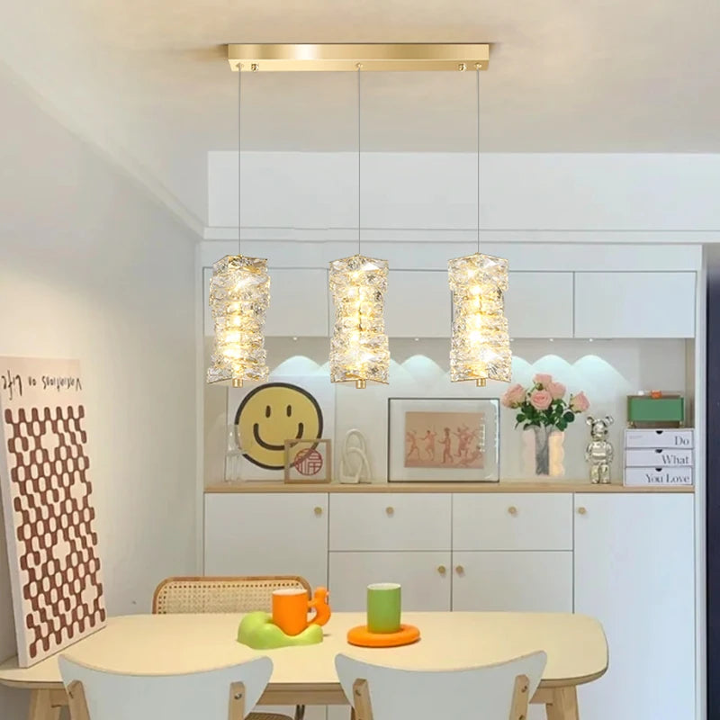 suspension nordique moderne en acier inoxydable et cristal décoratif - vue 3 sur 18