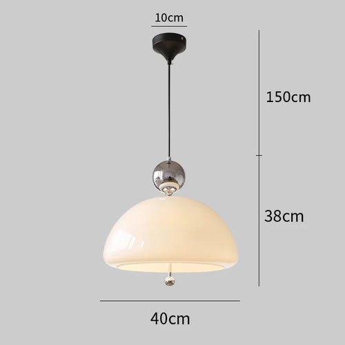 suspension en verre blanc laiteux forme fleur style bauhaus - vue 11 sur 11