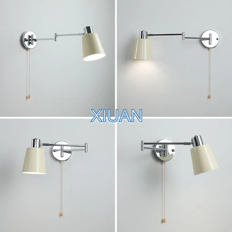 applique murale moderne bras pivotant led en tissu plissé métal - vue 6 sur 23