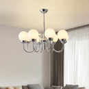Minimalist glass and iron pendant light for medieval-inspired interiors