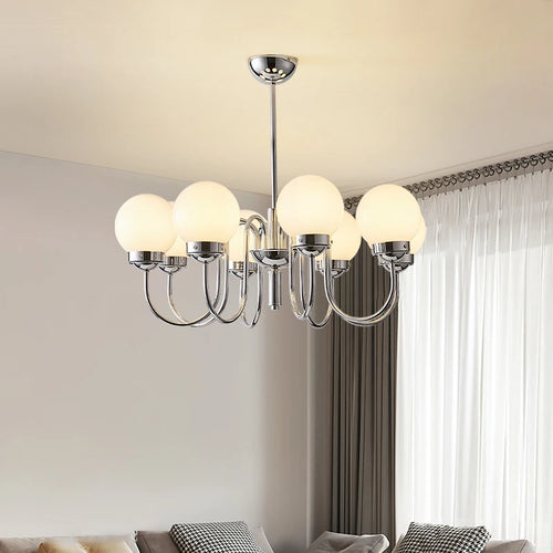 Minimalist glass and iron pendant light for medieval-inspired interiors - vue 5 sur 9