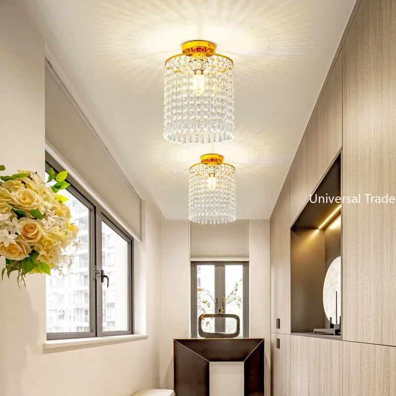 plafonnier led en cristal k9 avec structure en acier inoxydable - vue 2 sur 4