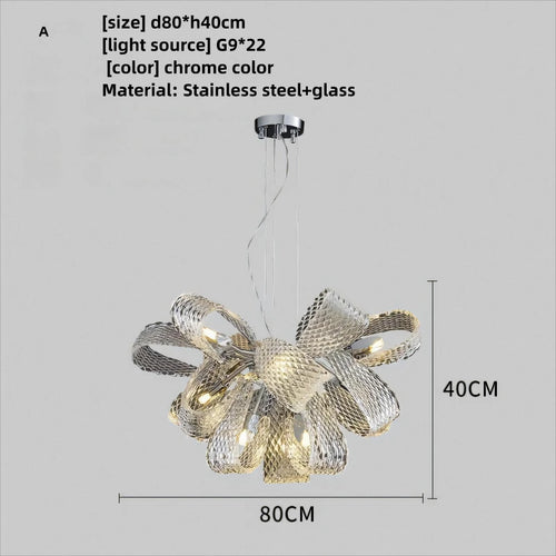 Minimalist floral glass chandelier for modern interiors - vue 13 sur 12
