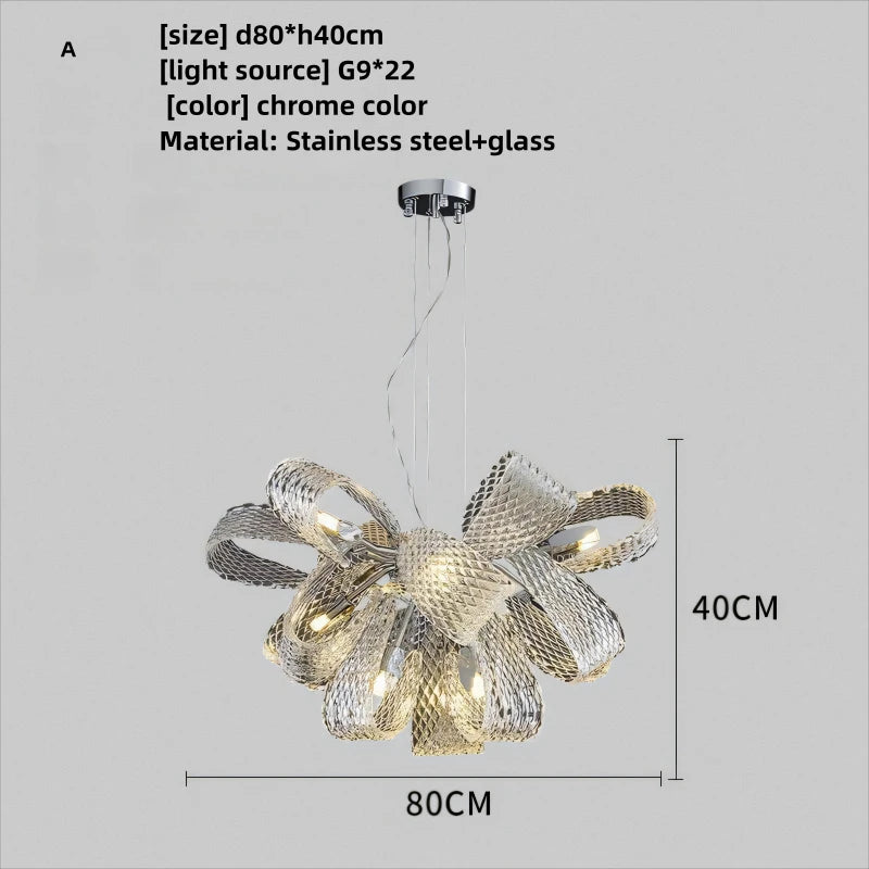 Minimalist floral glass chandelier for modern interiors - vue 12 sur 12