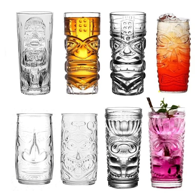 Mug tiki en verre transparent style bar cocktail - vue 2 sur 7