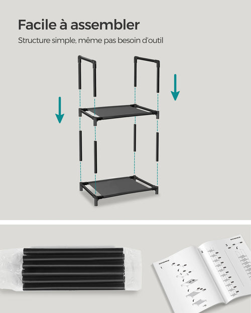 SONGMICS 10-Tier Shoe Rack, Shoe Stand, Space-Saving Shoe Storage, 33 x 33 x 173 cm, Metal Frame, Non-Woven Fabric Shelves - vue 6 sur 7