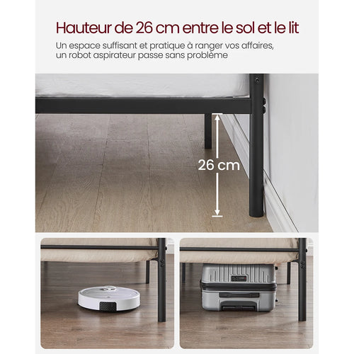 VASAGLE Single Bed Frame, Metal Bed Frame, Fits 90 x 190 cm Mattress, Easy Assembly, for Small Spaces, Guest Room - vue 6 sur 8