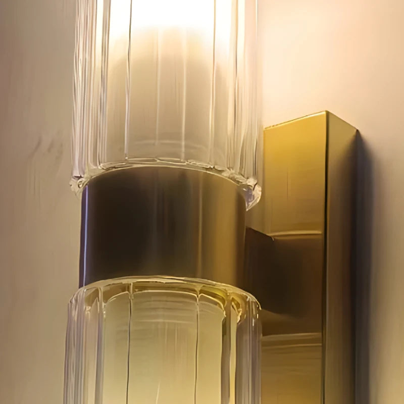 applique murale en verre transparent style art déco métal doré - vue 7 sur 7