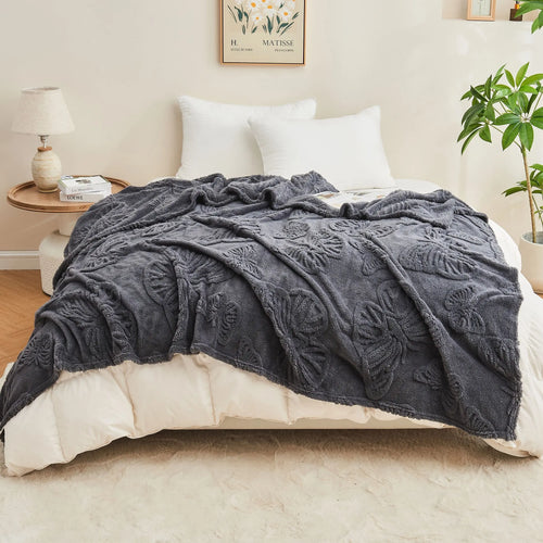 Plaid sherpa jacquard motif doux pour canapé bureau