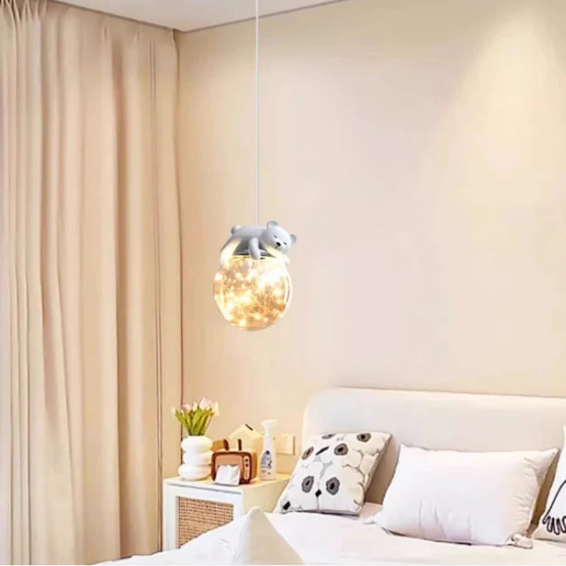 lustre moderne mignon pour chambre d'enfants ours et lapin - vue 4 sur 8