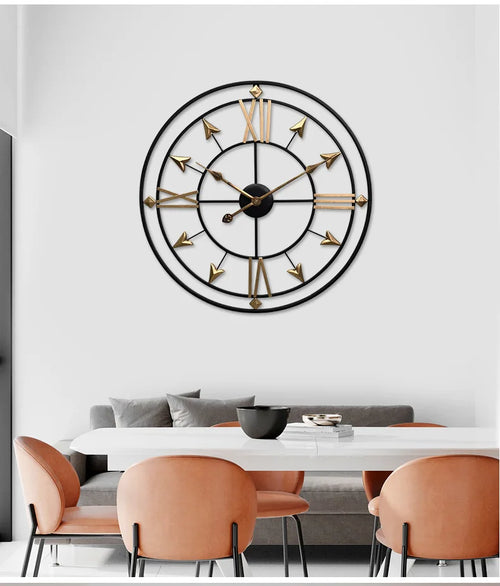 Wrought Iron Wall Clock for Living Room, Home Warm Decoration, Retro Silent Clock - vue 4 sur 7