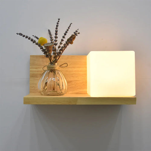 applique murale led en bois avec pot de plante nordique - vue 4 sur 23