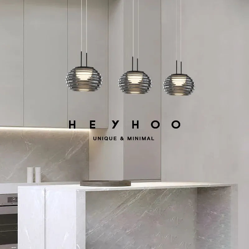 Lampe led suspendue gris fumé moderne intérieur 1/3 têtes