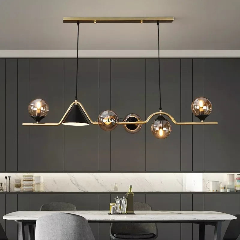 lustre led en verre pour bar et décoration de maison - vue 6 sur 9