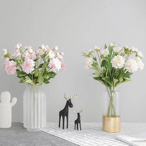 Artificial Sweet Three-Headed Peony Flower, Wedding Decoration, Simulation Peony Flower, Living Room and Office Decoration - vue 2 sur 9