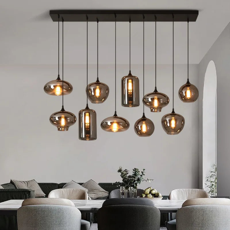 lustre nordique en verre pour éclairage moderne de restaurant et café - vue 6 sur 22