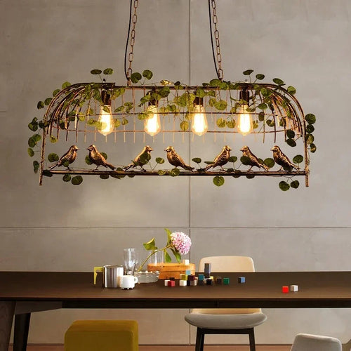 Retro Industrial Ceiling Chandelier Metal Bird Cage Hanging Lamp Suspension Pendant Light - vue 3 sur 9