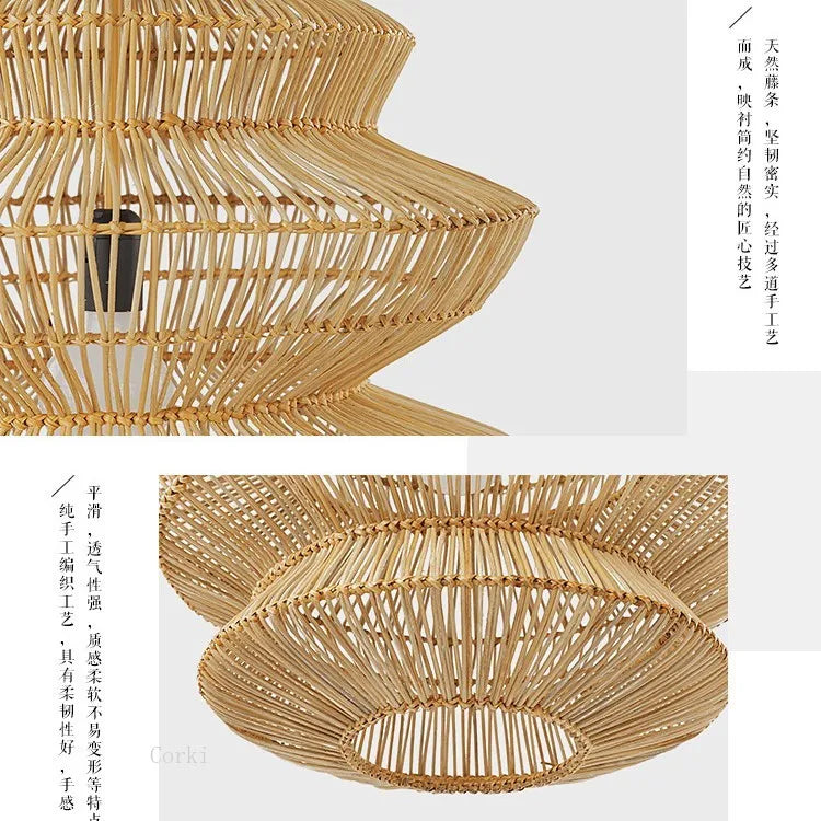suspension en rotin chinois artisanale pour décoration intérieure - vue 11 sur 12
