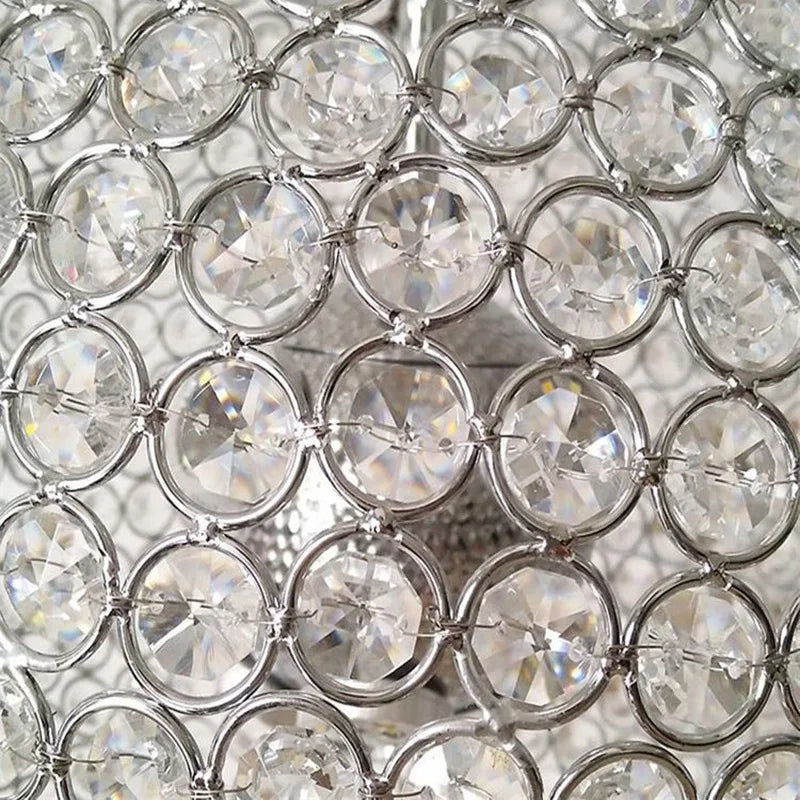 lustre moderne en cristal boule ronde avec éclairage led