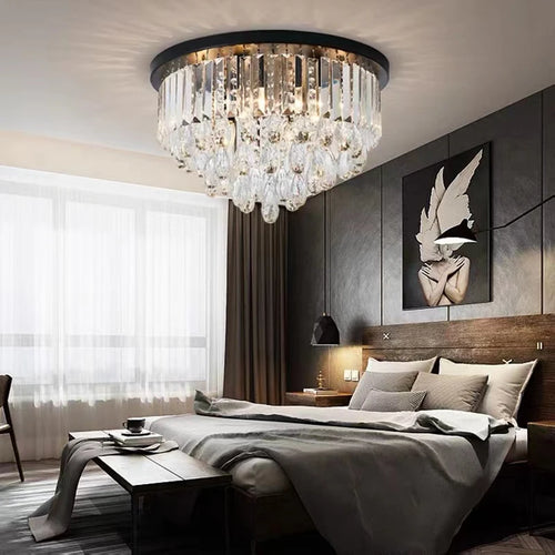 lustre led dimmable en cristal style américain luxueux - vue 2 sur 12