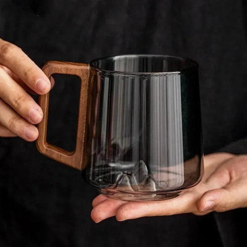 tasse a the verre borosilicate anse bois resistant