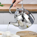 Bouilloire acier inox miroir motif fleur infuseur amovible