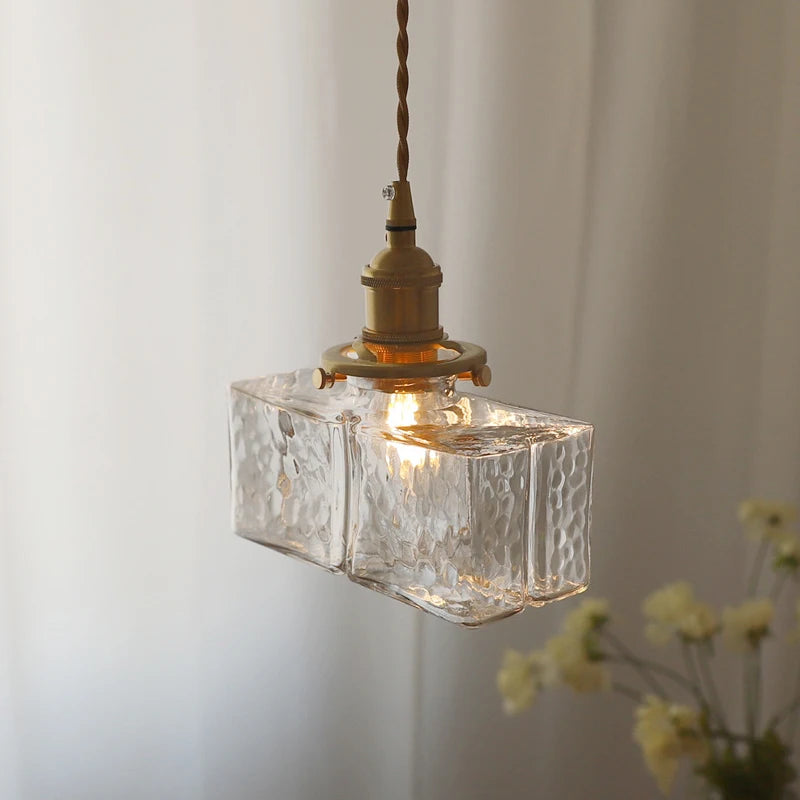 lustre japonais en verre minimaliste moderne avec éclairage led - vue 2 sur 9
