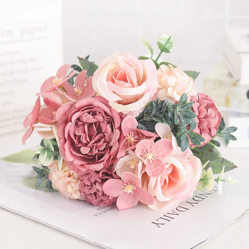 fleurs artificielles soie pivoine hortensia décoration mariage bouquet - vue 25 sur 40