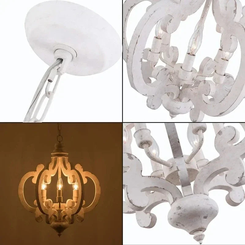 lustre en bois massif style rétro pour une ambiance nostalgique - vue 7 sur 7