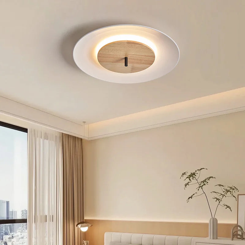 plafonnier moderne en bois avec éclairage led et télécommande - vue 3 sur 8