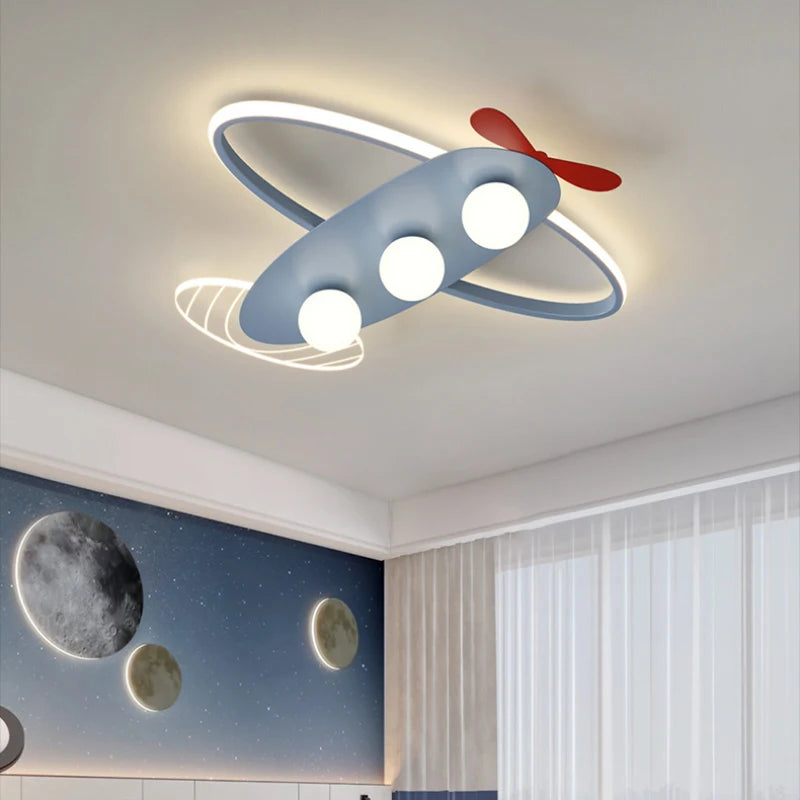 plafonnier lumineux avion moderne pour chambre d'enfants - vue 2 sur 10